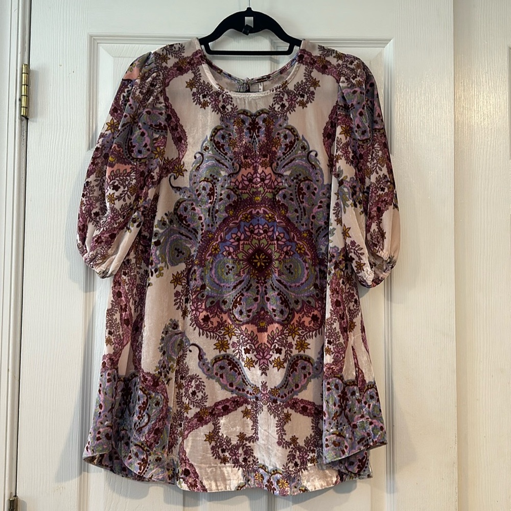 Free People printed velvet babydoll dress